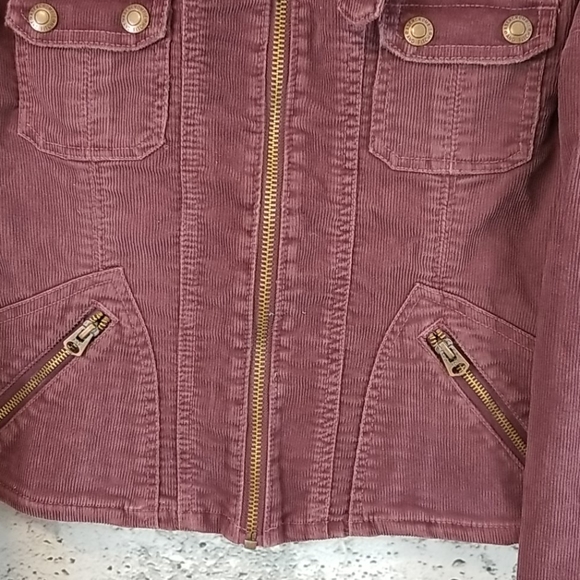 ABERCROMBIE & FITCH Cord Moto Jacket Wine - Picture 3 of 7